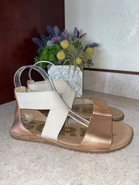 Sorel Ella II Sandal Rose Gold & White Elastic Straps Womens Size 8 Casual Comfo